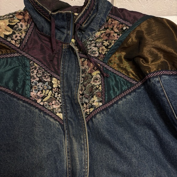Current Seen Denim Jacket Vintage  Patchwork Boho  Oversized Women's Size Medium - Picture 3 of 16